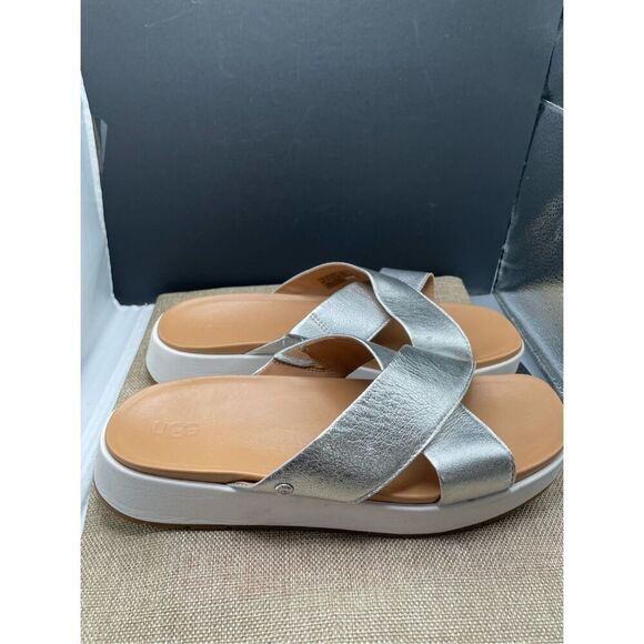 UGG Women's Emily Slide Sandal Metallic Silver Size 9 - Picture 4 of 12